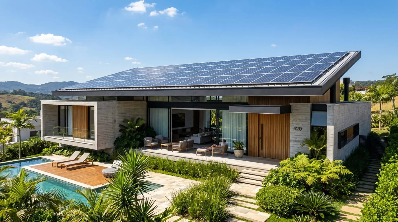Sistema de energia solar residencial instalado pela Fritts